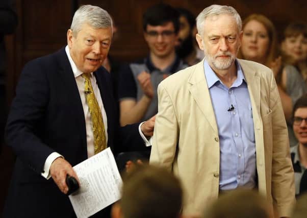 Jeremy Corbyn with Labour MP and In campaigner Alan Johnson. Picture: AP