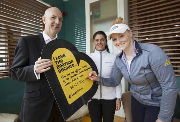 Kylie Walker, Kelsey MacDonald and Beatson Chief Executive David Welch.  Picture: Chris James