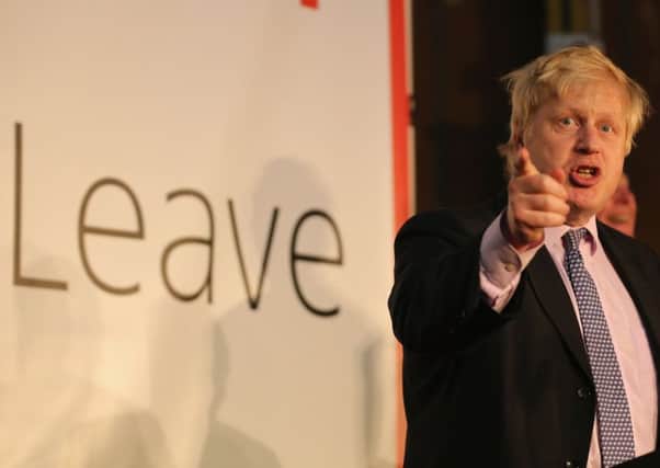 London Mayor Boris Johnson addresses supporters during a rally for the 'Vote Leave' campaign. Picture: Getty Images