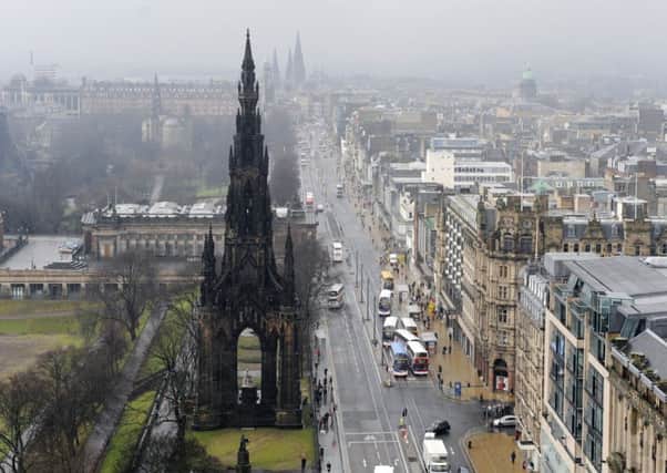 The historic Scott Monument will be illuminated in subtle shades of silver and gold. Picture: Greg Macvean