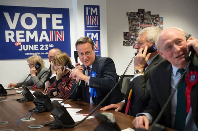 David Cameron campaigns alongside former Liberal Democrats leader Paddy Ashdown, former Labour Party leader Neil Kinnock and Labour's Tessa Jowell. Picture: Getty images