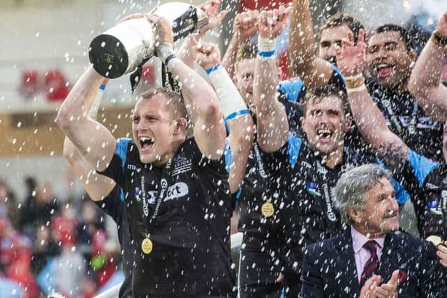 Glasgow celebrate last seasons Pro12 title triumph in Belfast. Picture: Gary Hutchison/SNS/SRU