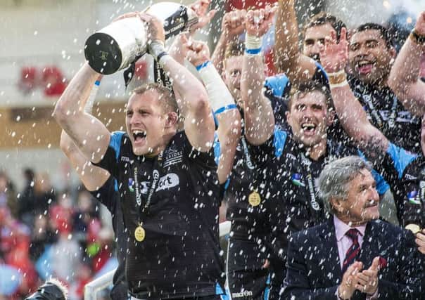 Glasgow celebrate last seasons Pro12 title triumph in Belfast. Picture: Gary Hutchison/SNS/SRU