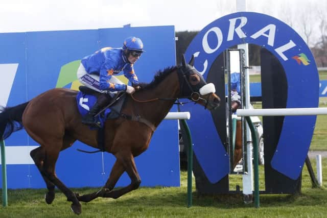 Sam Twiston-Davies rides Vicente to victory in the Coral Scottish Grand National at Ayr. Picture: Danny Lawson/PA Wire