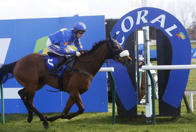 Sam Twiston-Davies rides Vicente to victory in the Coral Scottish Grand National at Ayr. Picture: Danny Lawson/PA Wire