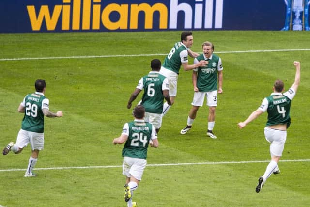 Hibs won the match after penalties. Picture: SNS
