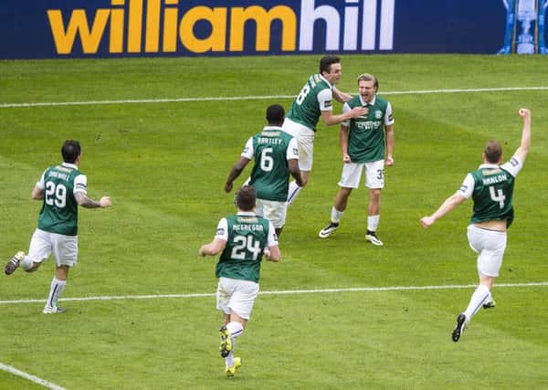 Hibs won the match after penalties. Picture: SNS
