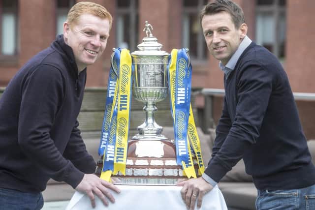 Neil McCann, right, with fellow Sky Sports pundit Neil Lennon. Picture: Peter Devlin