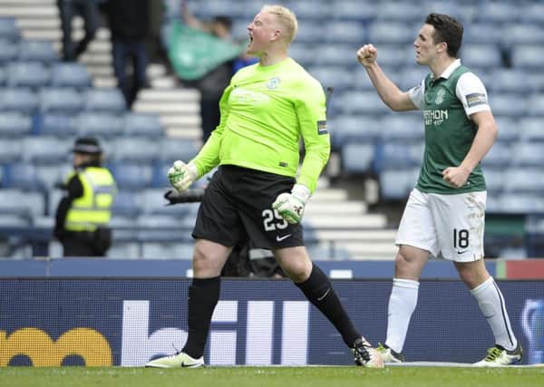 Penalty shoot-out

Conrad Logan of Hibernian salutes the Hibs fans having saved two United penalties.

 Picture: Neil Hanna