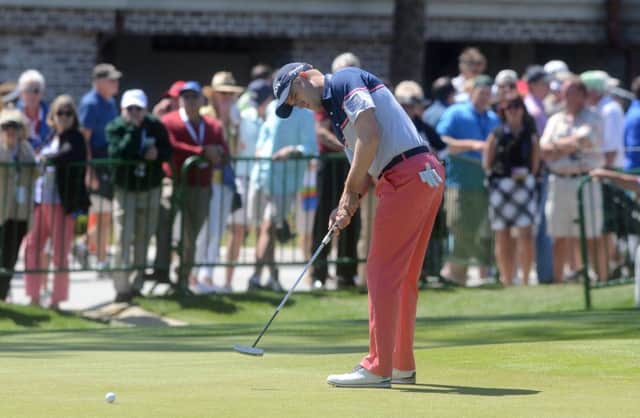 Russell Knox putts at the ninth in the final round of the RBC Heritage at Hilton Head. Picture: AP