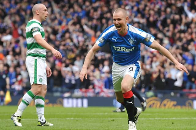 Kenny Miller opens the scoring for Rangers against Celtic at Hampden Park yesterday during the Scottish Cup Semi-Final. Picture: John Devlin