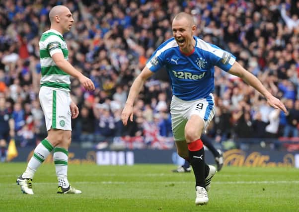 Kenny Miller opens the scoring for Rangers against Celtic at Hampden Park yesterday during the Scottish Cup Semi-Final. Picture: John Devlin