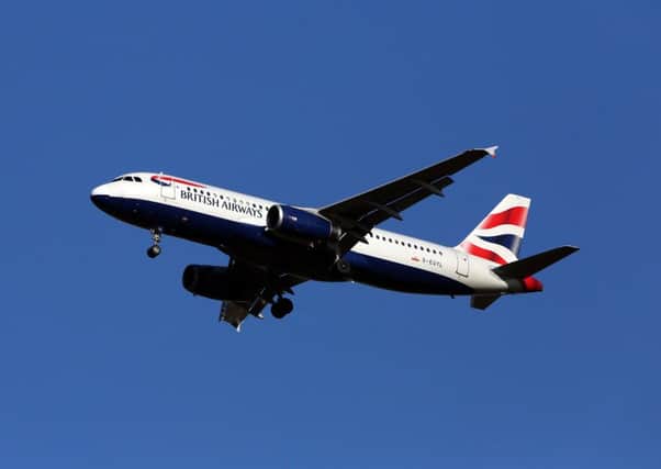 A British Airways Airbus A320 plane similar to the one that was struck by what is believed to be a drone as it came in to land at Heathrow Airport. Picture: Steve Parsons/PA Wire