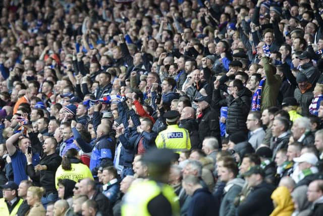 Rangers fans celebrate after beating Celtic in Scottish Cup semi final. Picture: SNS Group/Craig Williamson