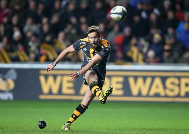 Wasps' Ruaridh Jackson kicks a penalty during the European Rugby Champions Cup match between Wasps and Toulon. Picture: David Rogers/Getty