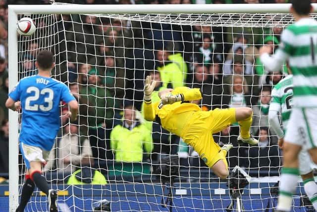 Craig Gordon can't keep out Barrie McKay's screamer in the Scottish Cup semi-final at Hampden on Sunday. Picture: Ian MacNicol/Getty