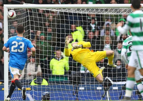 Craig Gordon can't keep out Barrie McKay's screamer in the Scottish Cup semi-final at Hampden on Sunday. Picture: Ian MacNicol/Getty
