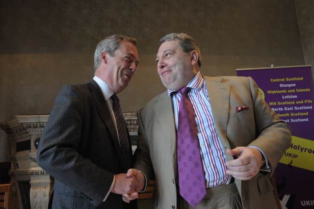 UKIP Leader Nigel Farage with UKIP Scotland leader David Coburn in Edinburgh . Picture: TSPL
