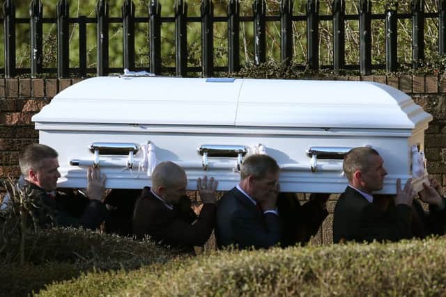 The coffin of 15-year-old Paige Doherty. Picture: PA