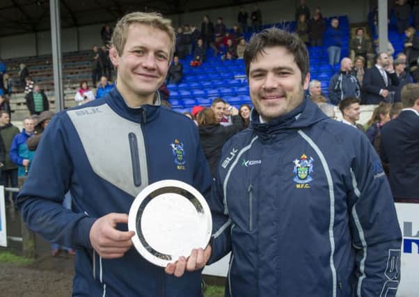 Simon Taylor, left, and Marcus Di Rollo guided Watsonians to the BT National League Division 1 title. Pic: Ian Rutherford