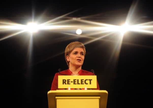 Nicola Sturgeon speaks at the launch of the party's political manifesto. Picture: AFP/Getty Images