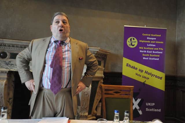 UKIP's Scottish spokesman and Holyrood candidate David Coburn speaks at the party's manifesto launch in Edinburgh. Picture: Steven Scott Taylor/JP License