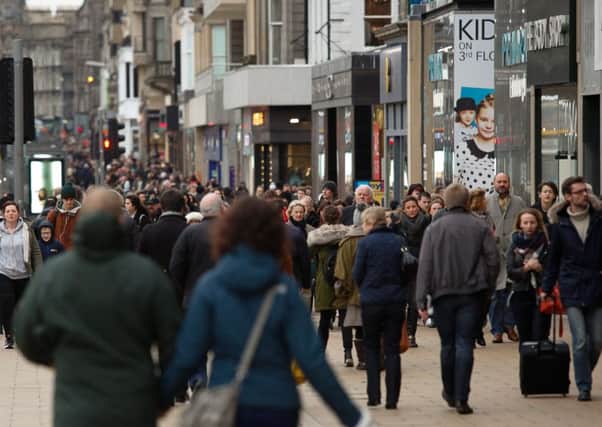 shoppers on Princes St on 3rd Jan 2016