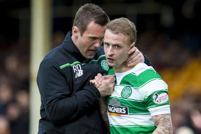 Celtic manager Ronny Deila with the club's top scorer Leigh Griffiths. Photograph: Alan Harvey/SNS