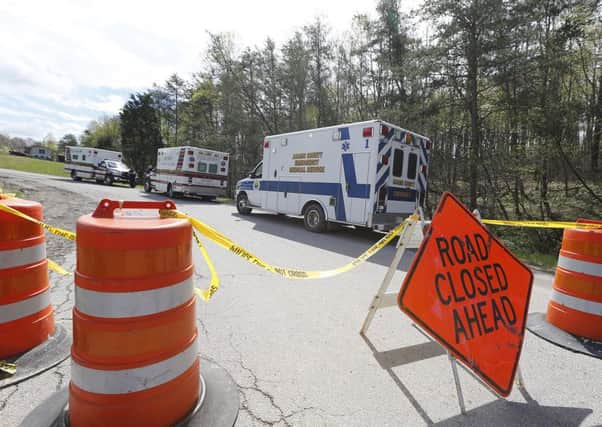 The scene in Pike County, Ohio, while they investigate a shooting with multiple fatalities. Picture: AP