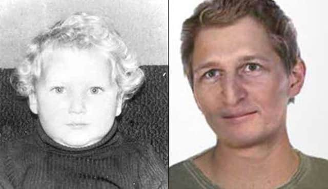 Sandy Davidson, left, and what he may look like now