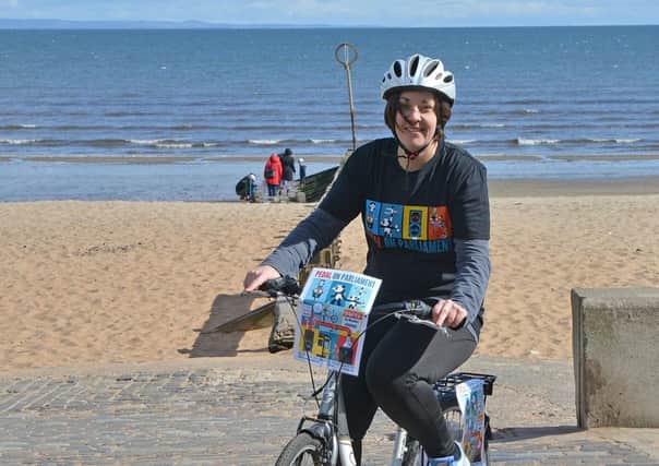 Scottish Labour leader Kezia Dugdale joins cycle campaigners in Edinburgh. Picture: Jon Savage