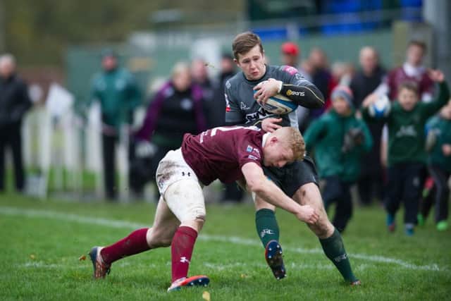 Gala's Frankie Robson, pictured left earlier in the season, scored a stunning try against Marr.