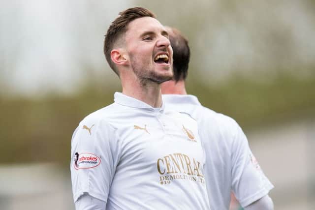 Falkirk's Bob McHugh celebrates after making it 2-2 at Raith. Picture: Ross Parker/SNS
