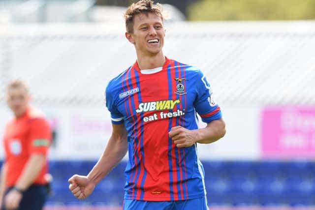 Inverness CT's Danny Williams celebrates after he scores his side's third. Picture: SNS