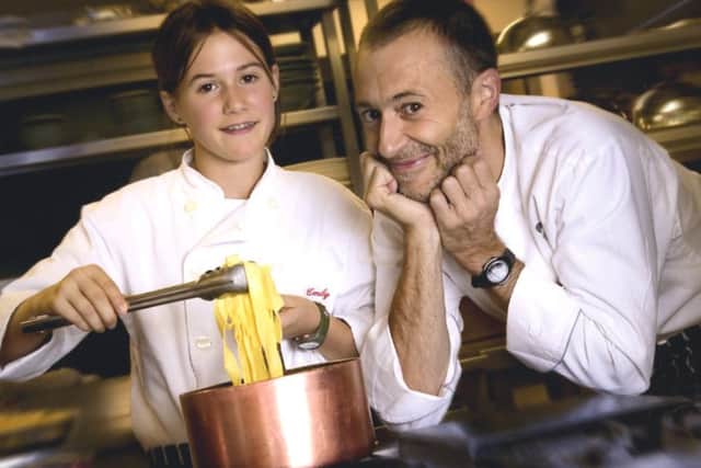A young Emily Roux with her father, Michel Roux Jr