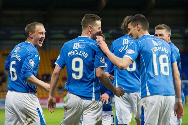 St Johnstone's Steven MacLean celebrates after making it 2-0. Picture: SNS