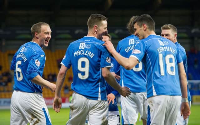 St Johnstone's Steven MacLean celebrates after making it 2-0. Picture: SNS