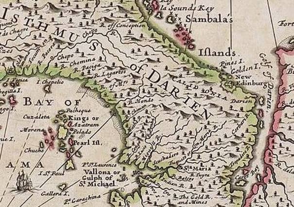 Map of the isthmus of Darien, now Panama. The Scottish town of New Edinburgh can be seen on the eastern coast. Picture: Wiki Commons
