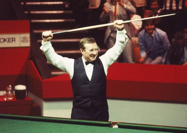 1985: Dennis Taylor wins the Embassy snooker final after a spectacular last frame decider with Steve Davis. Picture: Adrian Murrell /Allsport