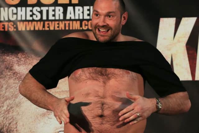 Tyson Fury taunted Wladimir Klitschko in front of the media. Picture: PA