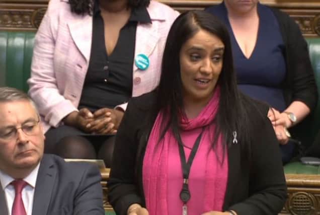 Labour MP Naz Shah as she tells the House of Commons in London that she "wholeheartedly apologises" for words she used in a Facebook post about Israel. Picture: PA