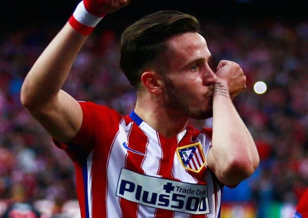 Atletico Madrid midfielder Saul celebrates after scoring the only goal against Bayern Munich. Picture: Getty