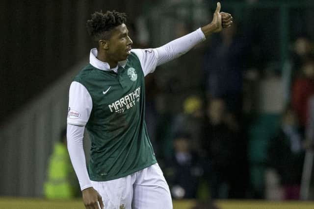 Dominique Malonga celebrates his late winner back in November. Picture: SNS