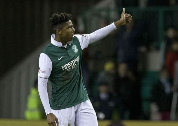 Dominique Malonga celebrates his late winner back in November. Picture: SNS