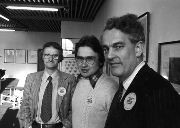 A young Brian Wilson, centre, with Archie Birt and Tam Dalyell campaigning in 1978. Picture: TSPL