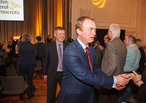 Leader of the Liberal Democrats Tim Farron has accompanied Willie Rennie on the campaign trail Picture Toby Williams