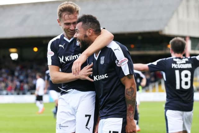 Kane Hemmings, right, and Greg Stewart have been a potent pair for Dundee. Picture: Kenny Smith/SNS