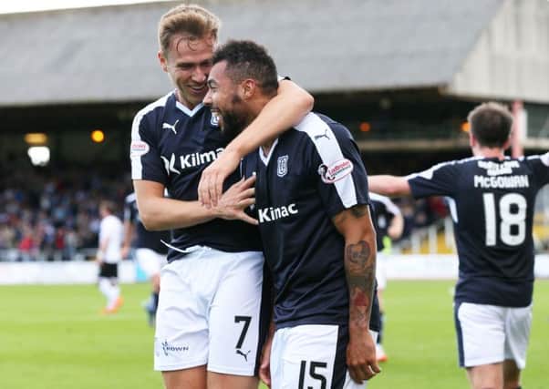 Kane Hemmings, right, and Greg Stewart have been a potent pair for Dundee. Picture: Kenny Smith/SNS