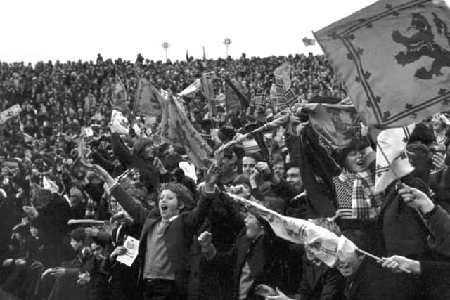 Scotland fans at the Scotland v Ireland rugby international at Murrayfield in February 1975