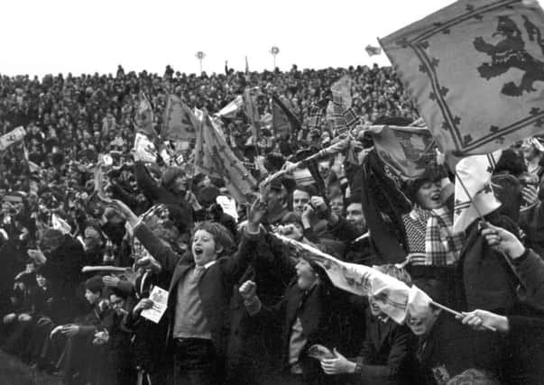 Scotland fans at the Scotland v Ireland rugby international at Murrayfield in February 1975